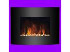 Real Pebble Flame Effect Electric Fire - Curve Front Black Glass